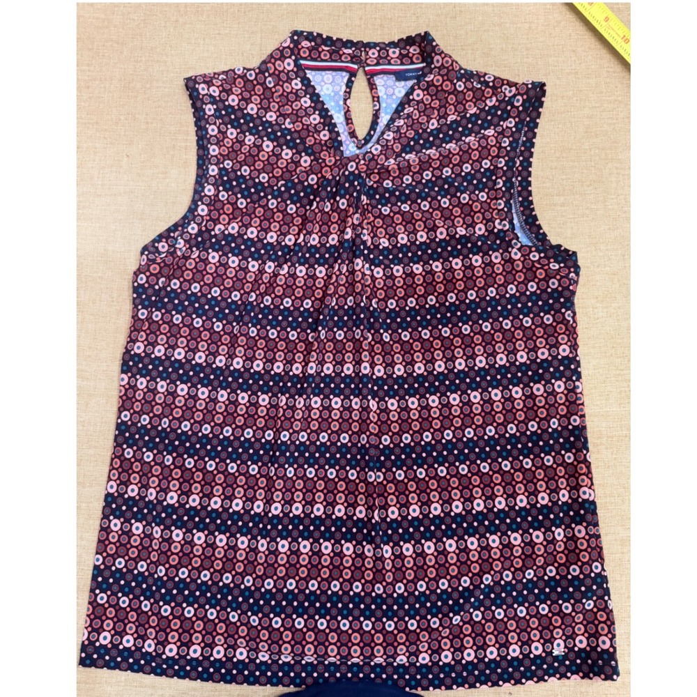 Tommy Hilfiger Womens Navy Pink Geometric Circle Print Sleeveless Blouse Size M